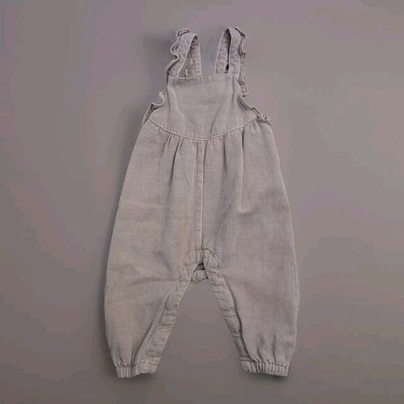 ZARA Ruffle Denim Overalls Baby Girls Sizs 3-6mos‎ Fall Spring Outfit Travel - Picture 1 of 5